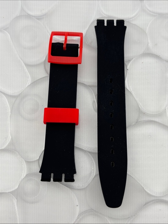 Accessories - Black and Red Watch Band (Strap Only) - fits Swatch Gent model